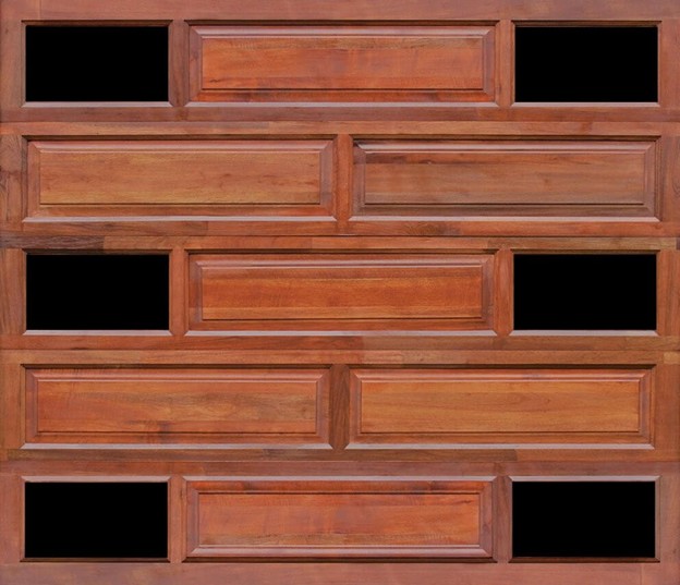 Single Brick Glass Wooden Garage Door