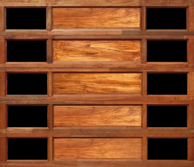 Single Tuscan Glass Wooden Garage Door